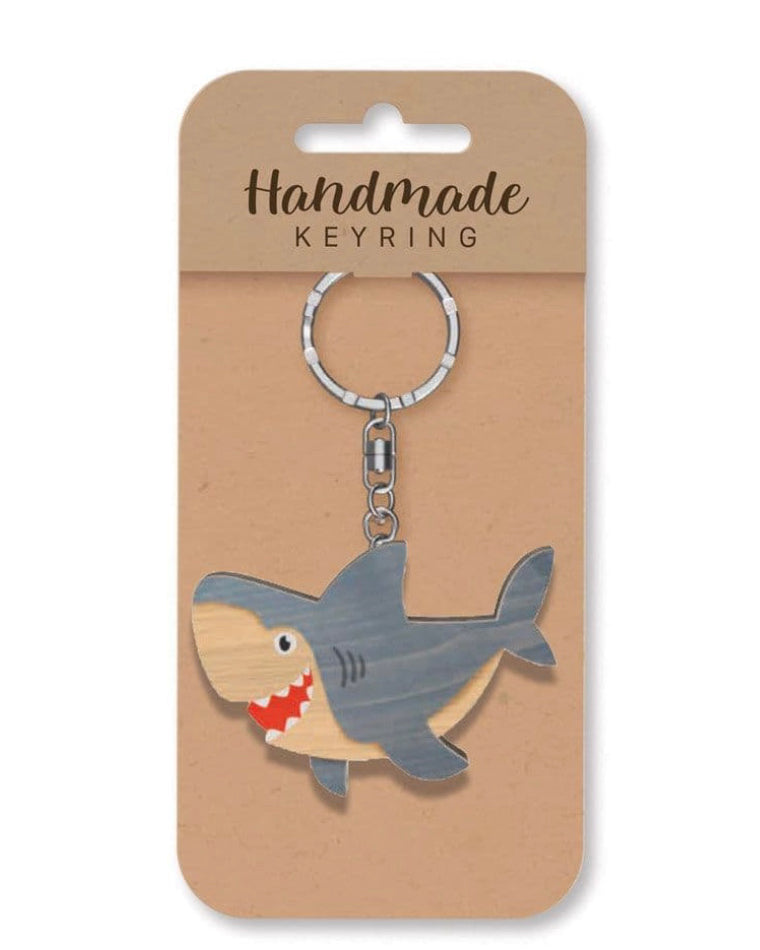 Shark wooden keyring