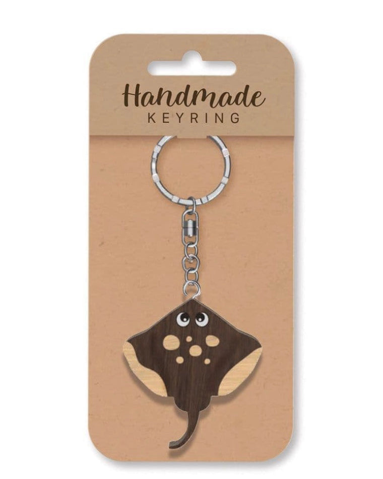 Stingray wooden keyring