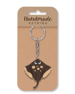 Stingray wooden keyring