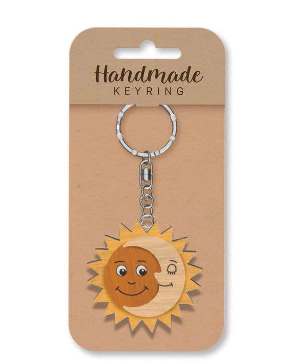 Sun & Moon wooden keyring