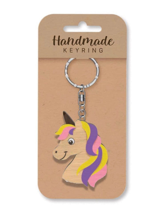 Unicorn wooden keyring