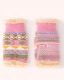 Ladies fairisle wrist warmers in pastel - Powder Design