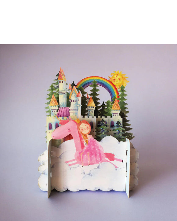 Princess & unicorn - 3d pop-up card