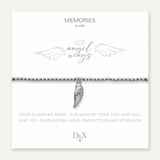 This bracelet serves as a gentle reminder that no one is ever alone. With its silver beaded design and delicate angel wing charm, this bracelet is a beautiful and comforting accessory.&nbsp;Packaged on a snow-white coloured card with silver text that reads "Your guardian angel is always by your side and will give you everlasting love protection and strength”.
