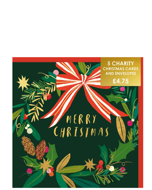 Christmas wreath - Pack of 5 charity Christmas cards