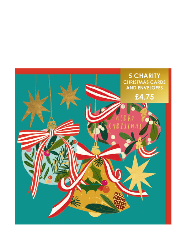 Christmas baubles - Pack of 5 charity Christmas cards