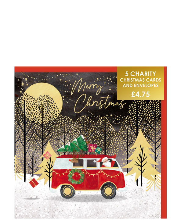 Festive camper van - Pack of 5 charity Christmas cards