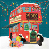 Festive London bus - Pack of 5 charity Christmas cards