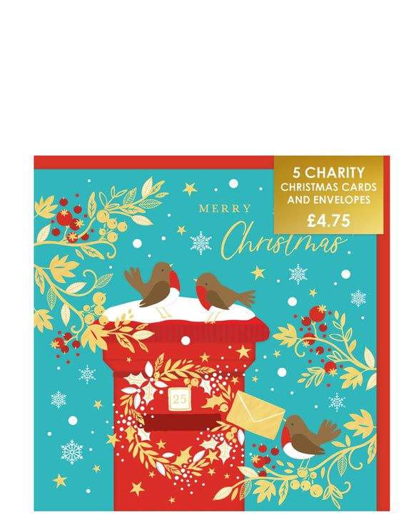 Christmas postbox - Pack of 5 charity Christmas cards