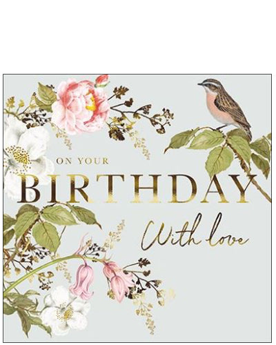 Flowers and birds - Birthday card