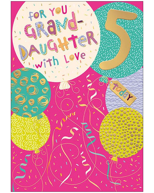Granddaughter 5th Birthday card