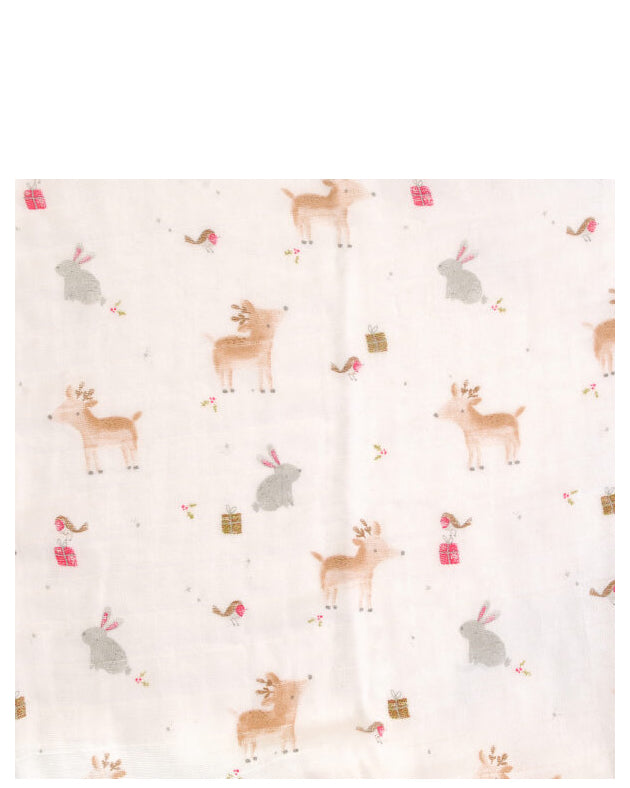 Ziggle Baby Christmas Reindeer & Rabbit - Muslin Square
