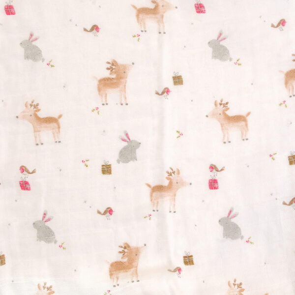 Ziggle Baby Christmas Reindeer & Rabbit - Muslin Square