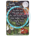 Official Fox under the moon turquoise bead and silver plate bracelet on a card withsrtwork and heartfelt message by Stacey McNeill