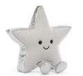 A official Jellycat (jelly cat) Christmas 2026 Amuseables Silver star cute plush cuddly toy in silver with smiling face and legs