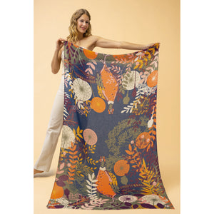 This stunning scarf from Powder Designs is decorated with pheasants and foliage in a palate of jewel tones of damson, greens and orange. The perfect complement to tweed, or a simple white shirt, this print scarf will become a chic wardrobe staple. 
