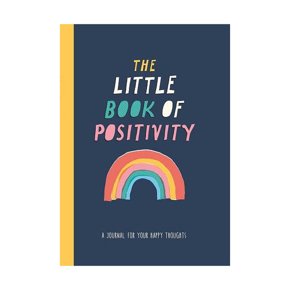 This navy blue hard backed journal is decorated with a stylised rainbow  and text on the cover that reads 