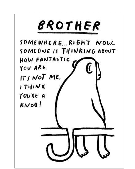 Brother, I think you're a knob - funny birthday card