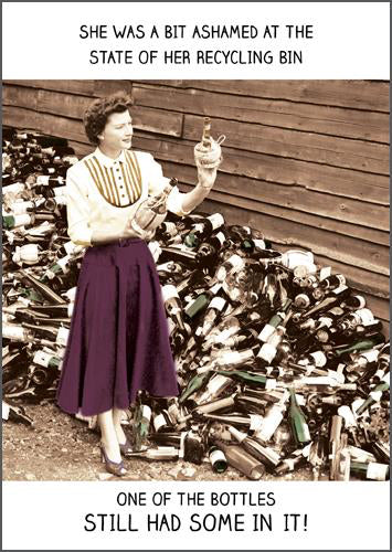 She was a bit ashamed at the state of her recycling bin - Birthday card