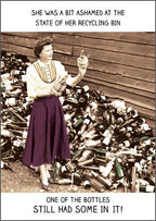 She was a bit ashamed at the state of her recycling bin - Birthday card