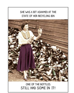 She was a bit ashamed at the state of her recycling bin - Birthday card