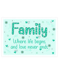 Family, where life begins - Retro metal sign