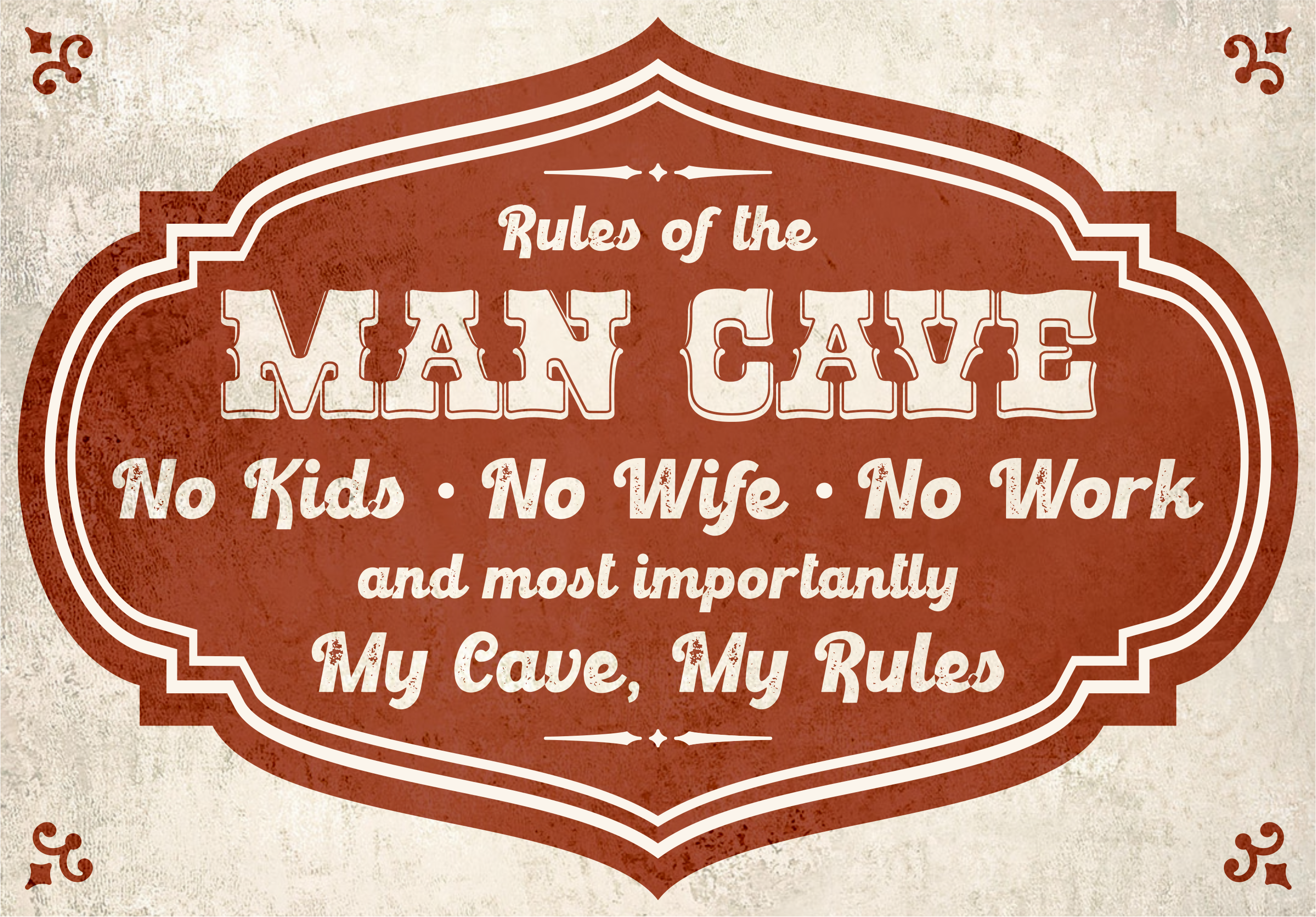 Rules of the MAN CAVE - Retro metal sign