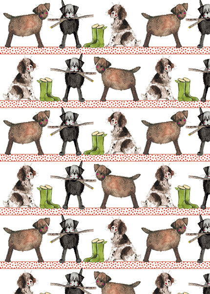 Country dogs - Alex Clark gift wrap with tags