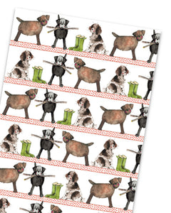 Country dogs - Alex Clark gift wrap with tags