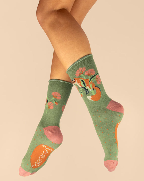 Powder ladies socks - Fox in Sage