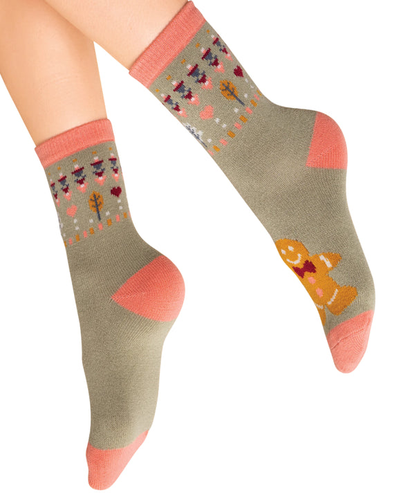 Gingerbread man ladies ankle socks - Powder UK