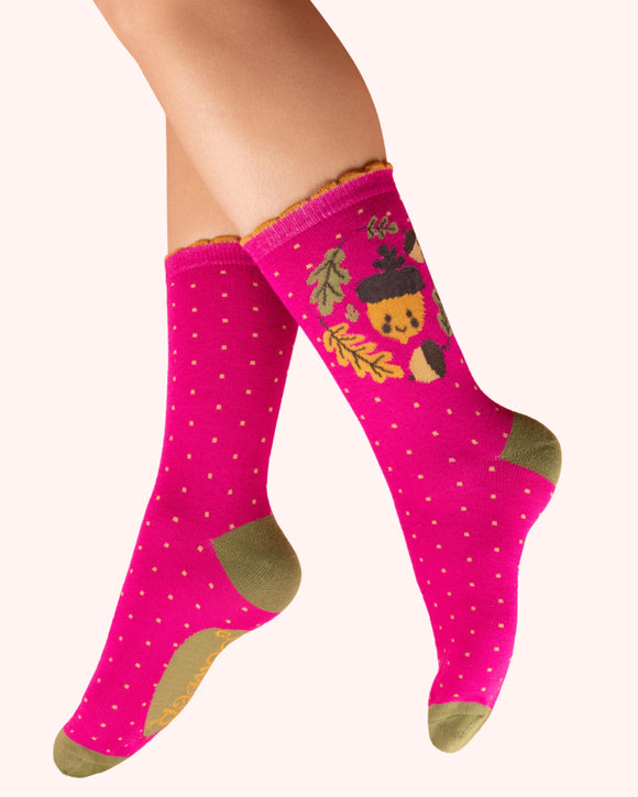 Acord in pink ladies ankle socks - Powder UK