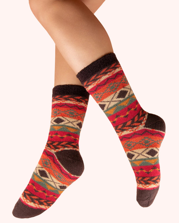 Fairisle in russet ladies cosy socks - Powder UK