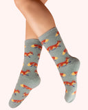 Foxes in ice ladies fuzzy socks  - Powder UK