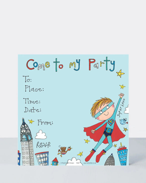 Superhero Party Invitations – Pack of 8 Rachel Ellen Invites with Envelopes