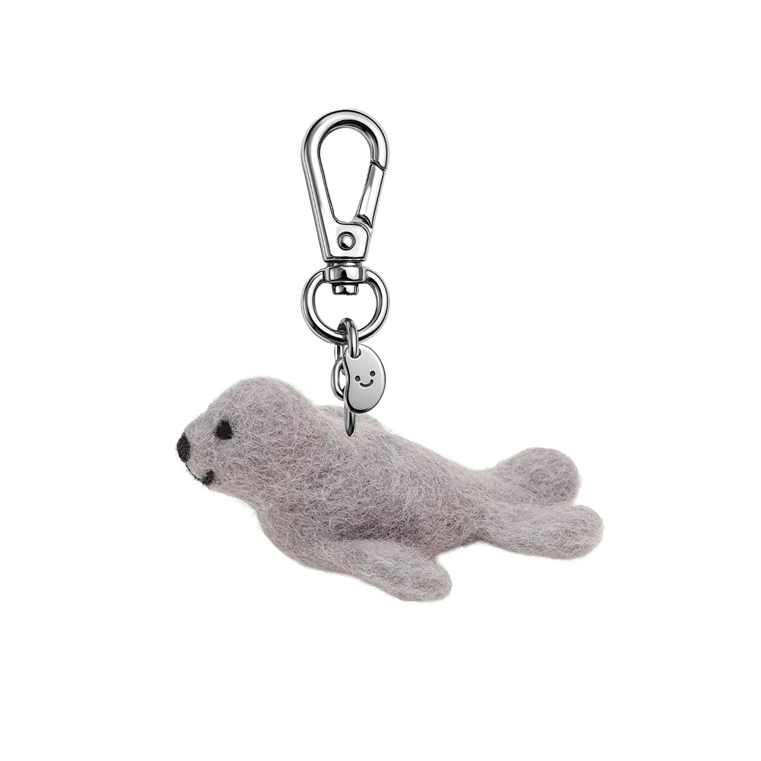 Silly Beans, soft and sweet 100% wool, Sam the seal keychain