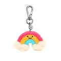 Silly Beans, soft and sweet 100% wool, Rain the smiling rainbow with clouds keychain