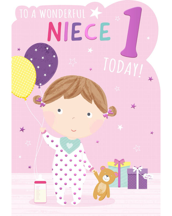 Wonderful Niece 1st Birthday card