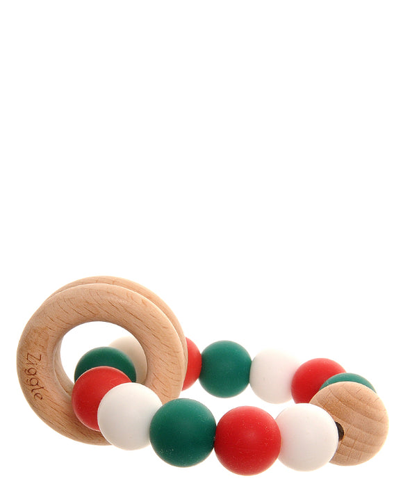 Christmas silicone and wood baby teether - Ziggle Baby