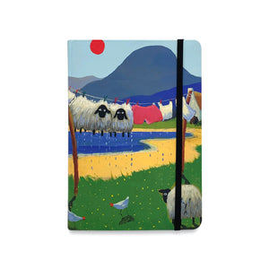 Perfect for anything from plotting your novel to planning world domination, or just keeping track of your shopping list, this flexible notebook is decorated with a sketch by Thomas Joseph showing two sheep hung out on a washing line to drip dry.