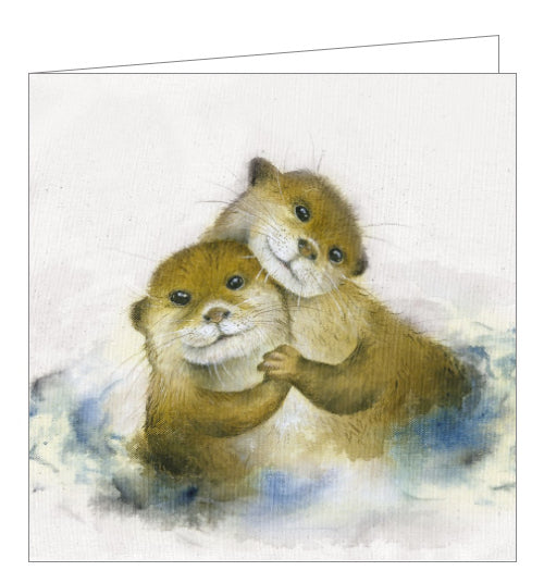 This lovely blank greetings card features artwork by Sarah Reilly showing two otters enjoying a hug and holding hands? Paws? There is a poem to read on the back about these lovely creatures.