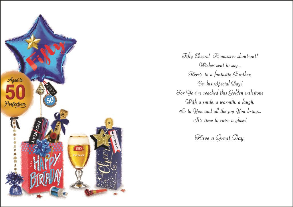 Brother 50th Birthday card - Jonny Javelin