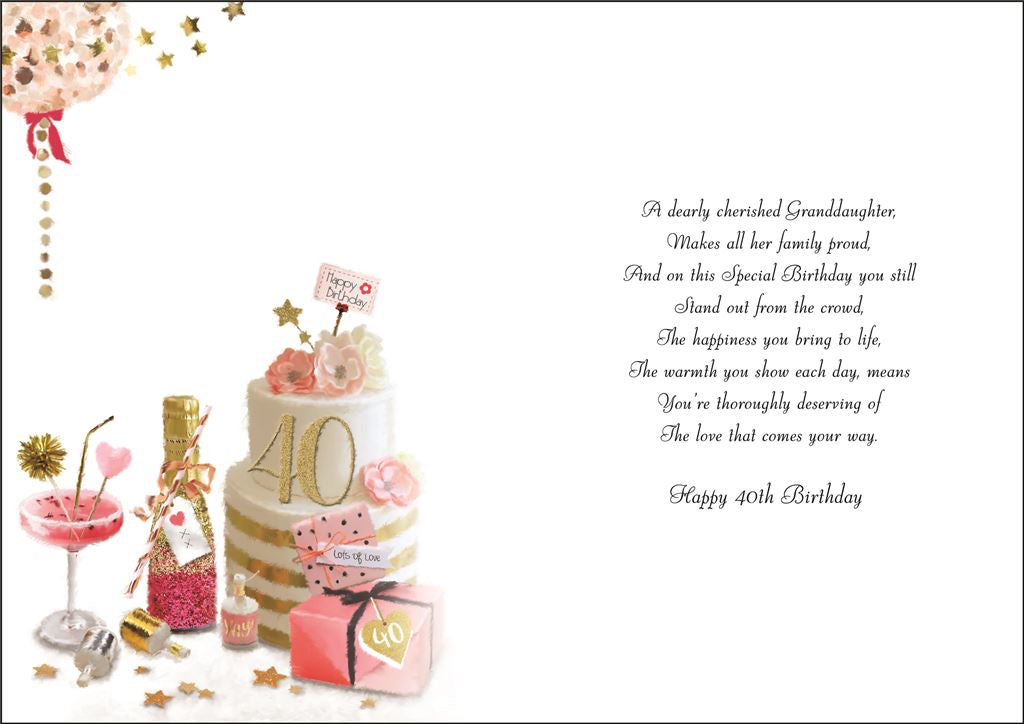 Granddaughter 40th Birthday card - Jonny Javelin