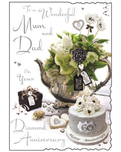Mum and Dad Diamond Wedding Anniversary card - Jonny Javelin