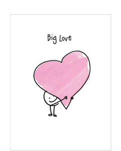 This Valentine's Day card&nbsp;from Lucilla Lavender's Little Quirks card range is decorated with a Little Quirk hugging a giant pink heart. The caption on the front of the card reads "Big Love".