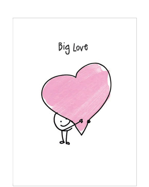 This Valentine's Day card from Lucilla Lavender's Little Quirks card range is decorated with a Little Quirk hugging a giant pink heart. The caption on the front of the card reads 