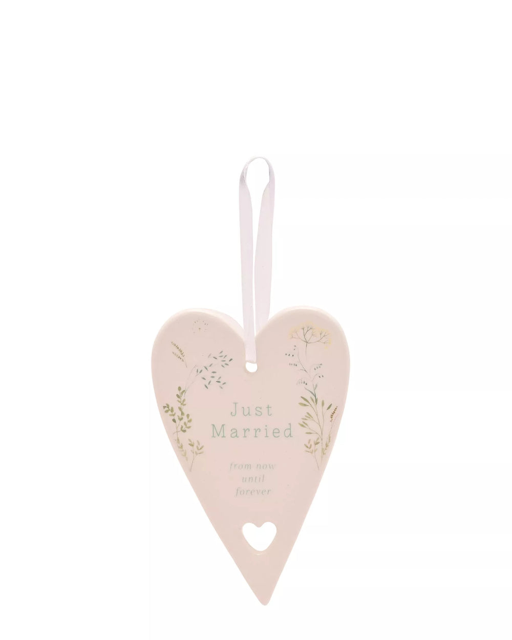 Just Married - hanging ceramic heart