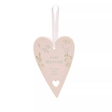 Just Married - hanging ceramic heart