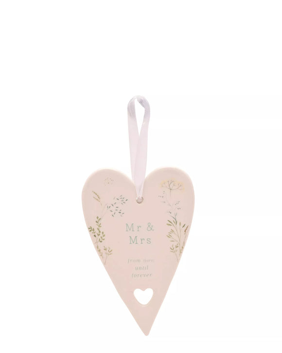 Mr & Mrs - hanging ceramic heart