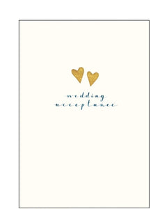 Elegant Wedding RSVP Acceptance card with gold hearts